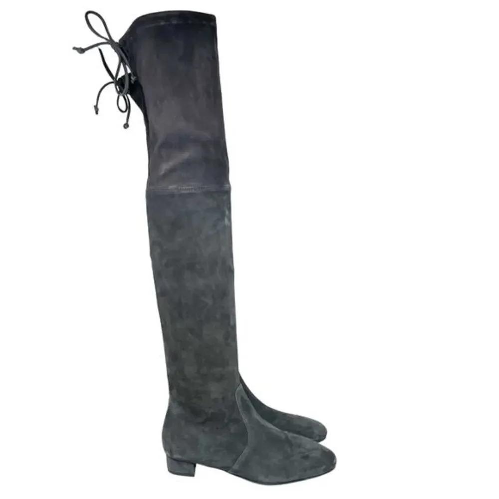 Stuart Weitzman Women's Low Land Over The‎ Knee Boots Black Suede Size 7B